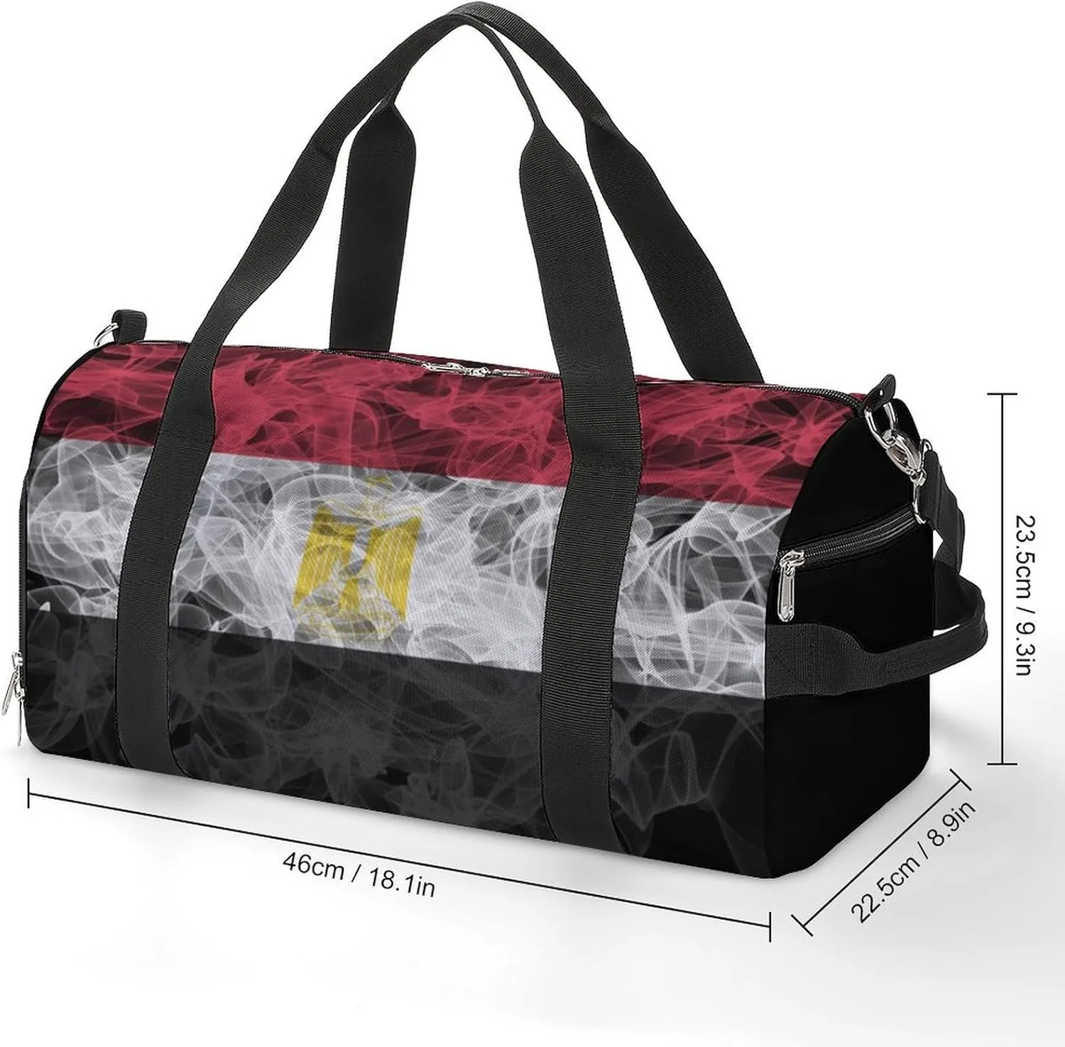 Egypt Flag Smoke Style Travel Duffel Bag with Shoe Compartment for Gym Yoga Beach Weekender