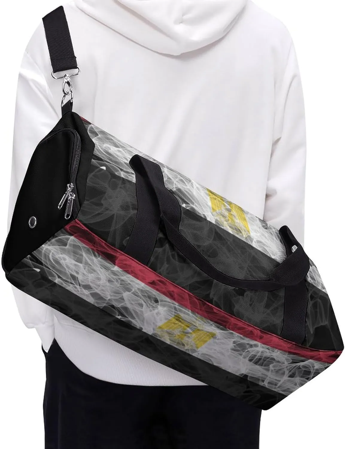 Egypt Flag Smoke Style Travel Duffel Bag with Shoe Compartment for Gym Yoga Beach Weekender