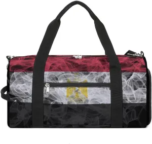 Egypt Flag Smoke Style Travel Duffel Bag with Shoe Compartment for Gym Yoga Beach Weekender