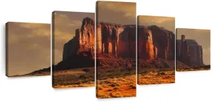 ElephantStock - Colorado Plateau Wall Art - Horizontal Multi Panel Canvas - 5 Piece Living Room Wall Decor - Photography Nature Multi Piece Wall Art - Orange And Yellow Decor - 80" x 36"