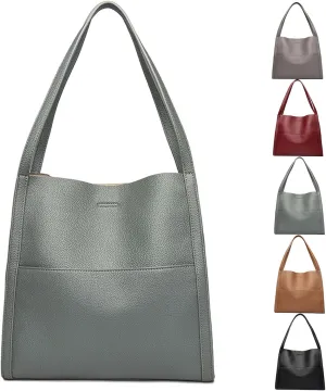 Elmyse Solid Color Genuine Leather Shoulder Bag - Crossbody Purse