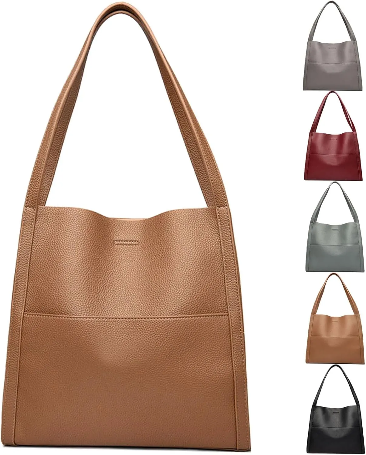 Elmyse Solid Color Genuine Leather Shoulder Bag - Crossbody Purse