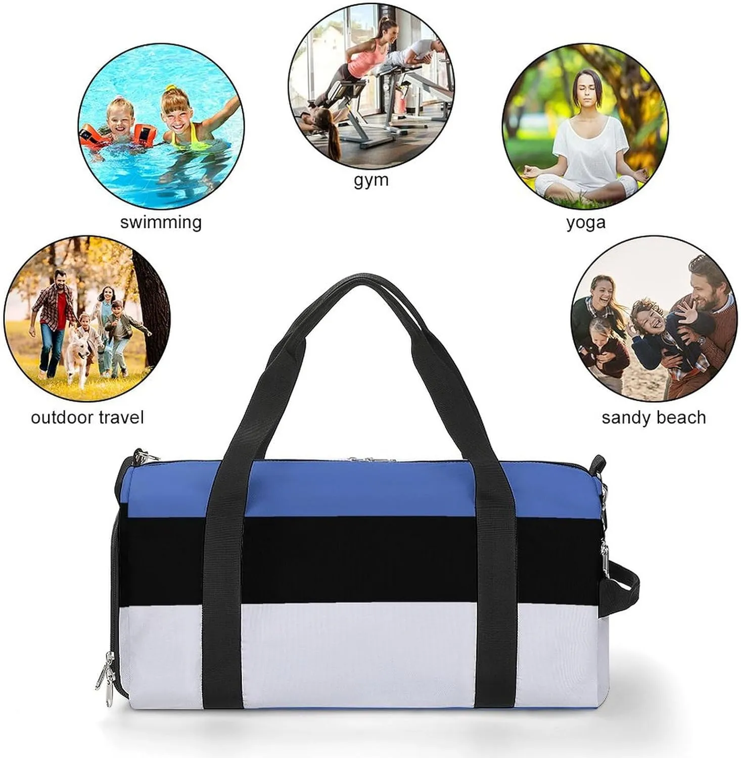 Estonia Flag Travel Gym Bag with Shoe Compartment Waterproof Weekender for Sports Yoga Beach