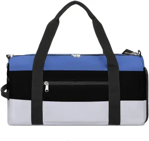 Estonia Flag Travel Gym Bag with Shoe Compartment Waterproof Weekender for Sports Yoga Beach