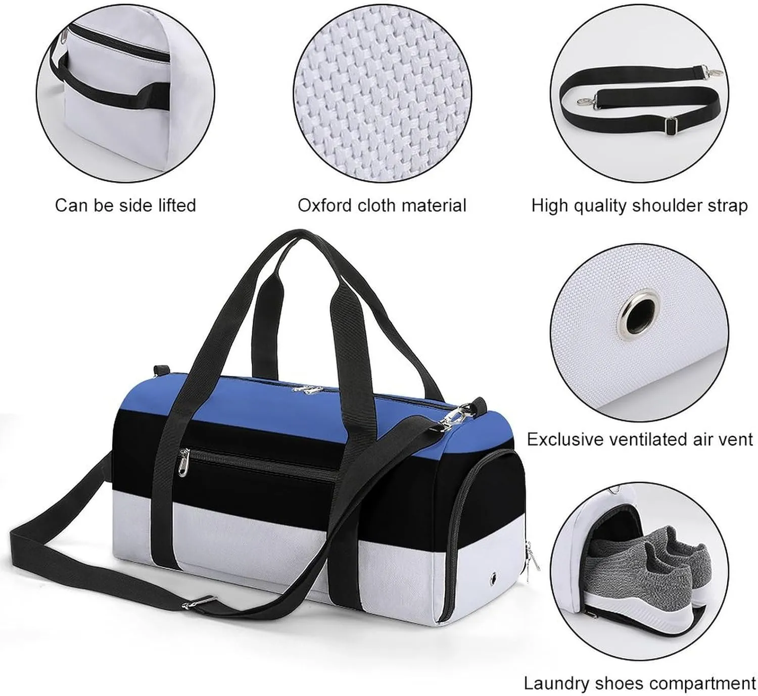 Estonia Flag Travel Gym Bag with Shoe Compartment Waterproof Weekender for Sports Yoga Beach