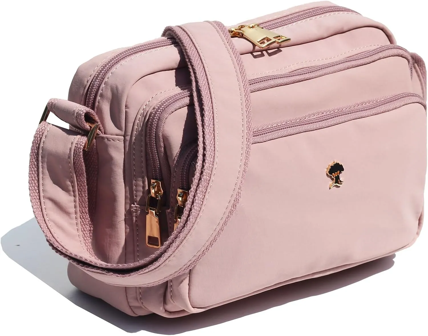 ESVAN Triple Zip Crossbody Bags for Women Fashion Ladies Purse Multi-Pocket Handbags Messenger Shoulder Bag