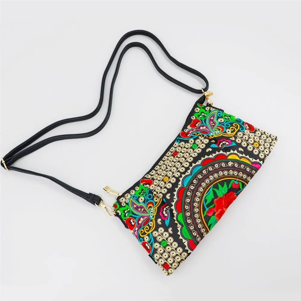 Ethnic Embroidered Crossbody Bag Casual Canvas Small Bag With Large Capacity For Mobile Phone And Coins