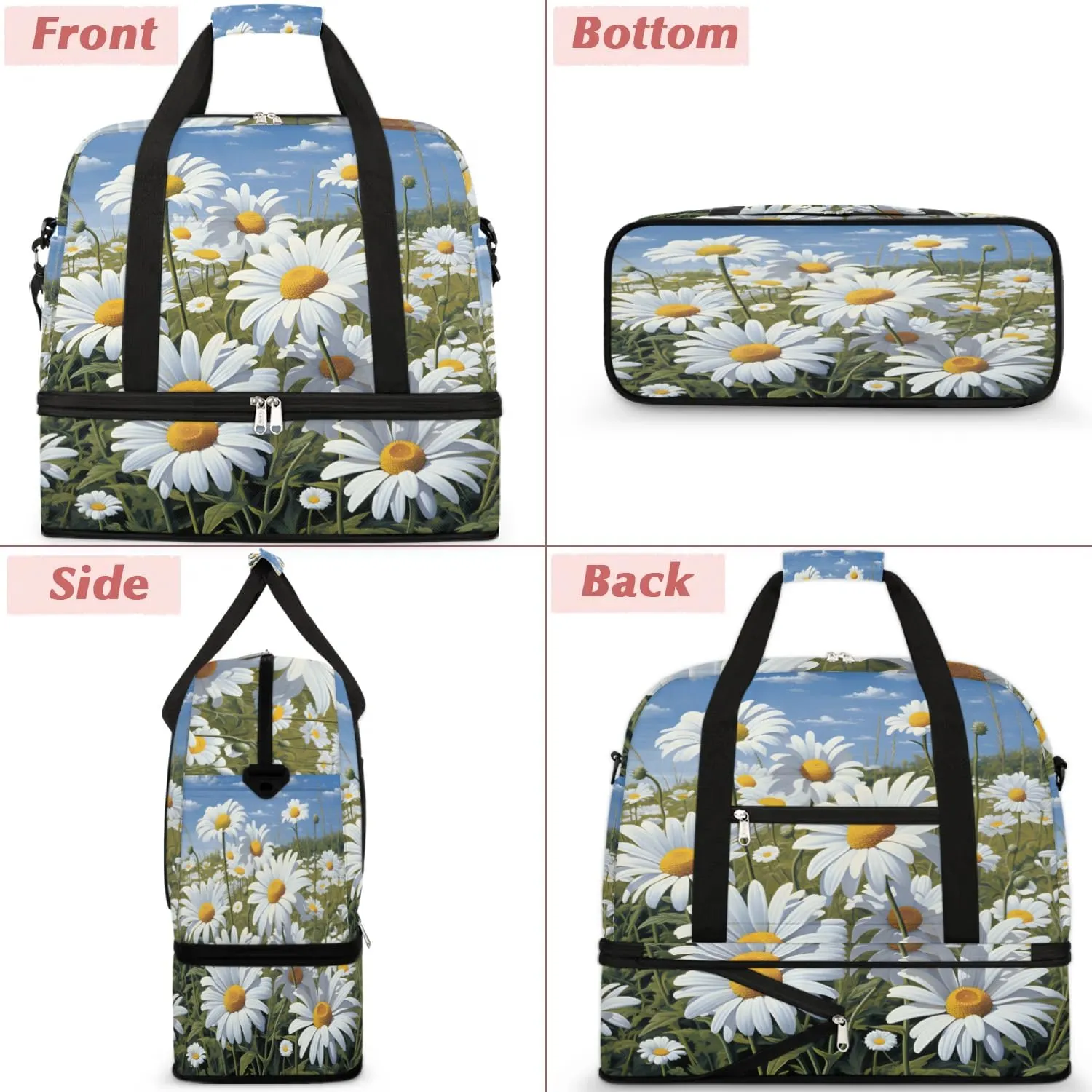 Exquisite Vivid Patterns Flora Travel Duffle Bag, Collapsible Travel Bag Sports Gym Bag With Shoes Compartment Weekender Bag Overnight Bag For Women Men