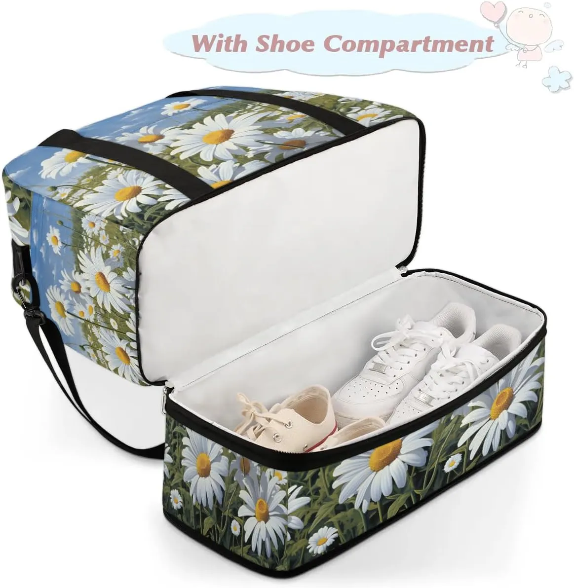 Exquisite Vivid Patterns Flora Travel Duffle Bag, Collapsible Travel Bag Sports Gym Bag With Shoes Compartment Weekender Bag Overnight Bag For Women Men