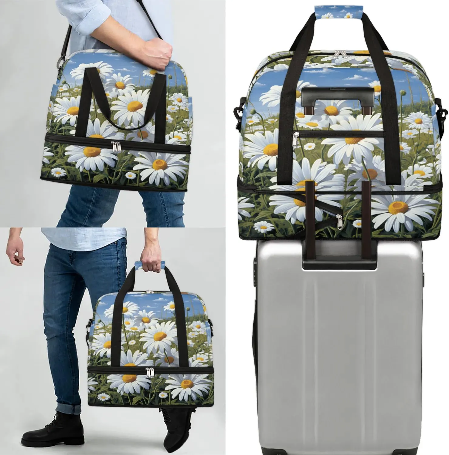 Exquisite Vivid Patterns Flora Travel Duffle Bag, Collapsible Travel Bag Sports Gym Bag With Shoes Compartment Weekender Bag Overnight Bag For Women Men