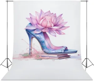 Fashion High Heels Flower Photography Cloth Photo Backdrop Curtains Photoshoot Background Screen for Wedding Party Studio 56"x118"