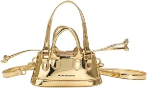 Fashion Mini Shoulder Bag Handbag Patent Leather Crossbody Bag Small Clutch Purse Drawstring Closure Crossbody Purse