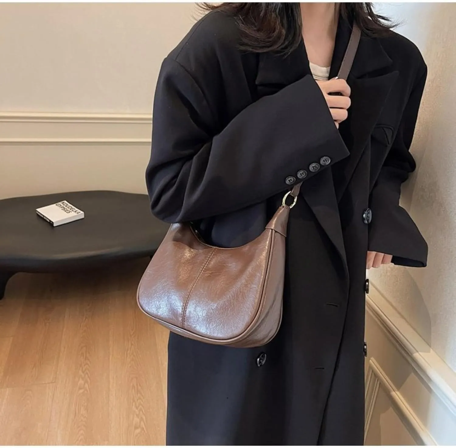 Fashion Simple Women's Bag, Large Capacity Vintage Embroidery Line Small Square Bag, Shoulder Crossbody Bag