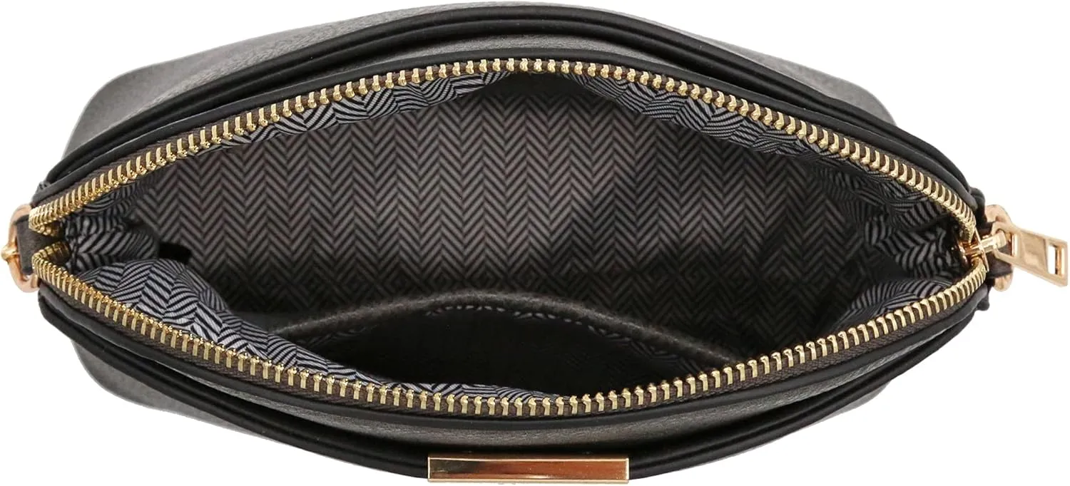 FashionPuzzle Faux Leather Small Dome Crossbody Bag with Chain Strap