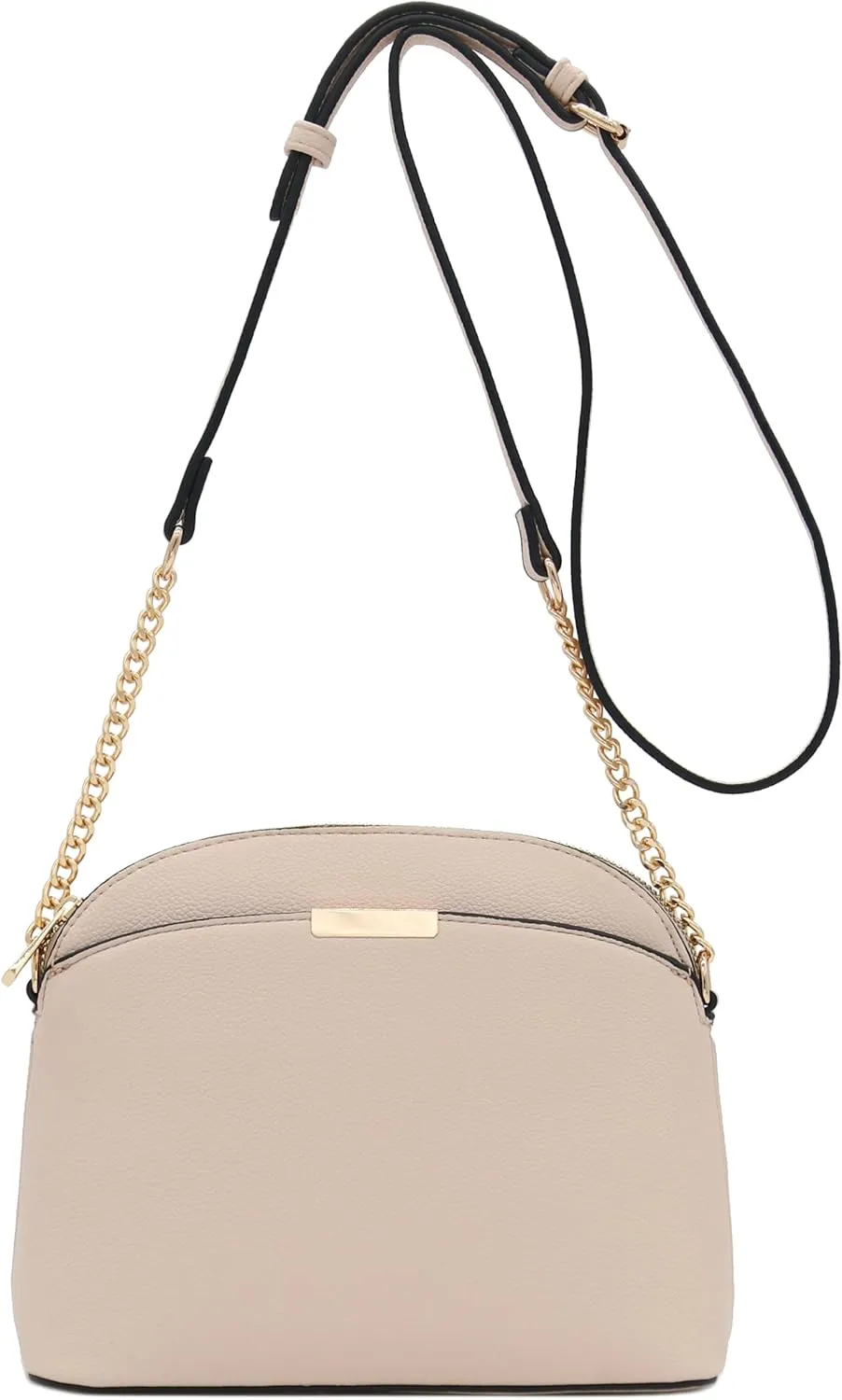FashionPuzzle Faux Leather Small Dome Crossbody Bag with Chain Strap