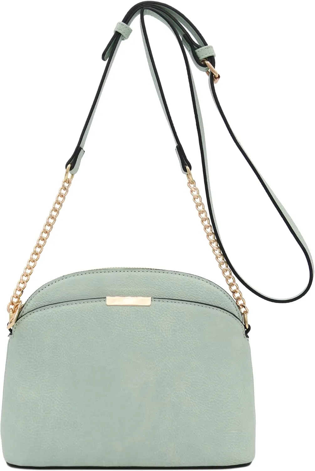FashionPuzzle Faux Leather Small Dome Crossbody Bag with Chain Strap