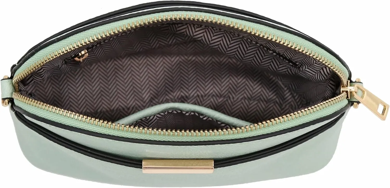 FashionPuzzle Faux Leather Small Dome Crossbody Bag with Chain Strap