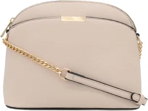FashionPuzzle Faux Leather Small Dome Crossbody Bag with Chain Strap