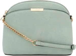 FashionPuzzle Faux Leather Small Dome Crossbody Bag with Chain Strap
