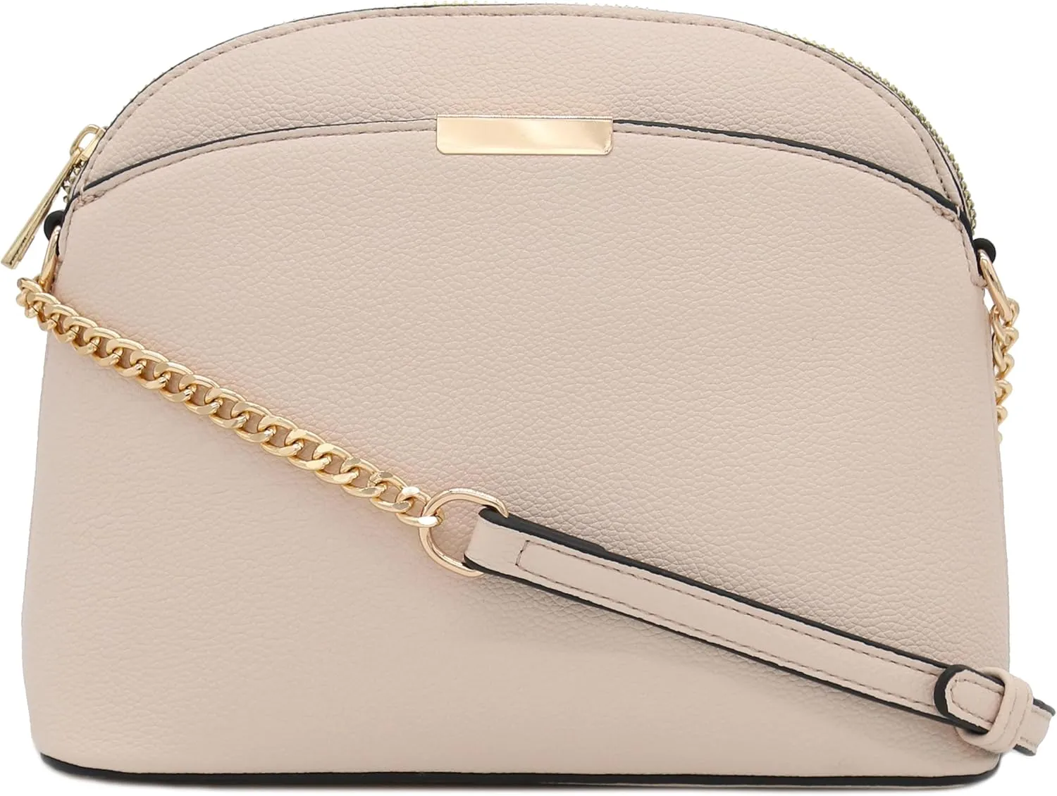 FashionPuzzle Faux Leather Small Dome Crossbody Bag with Chain Strap