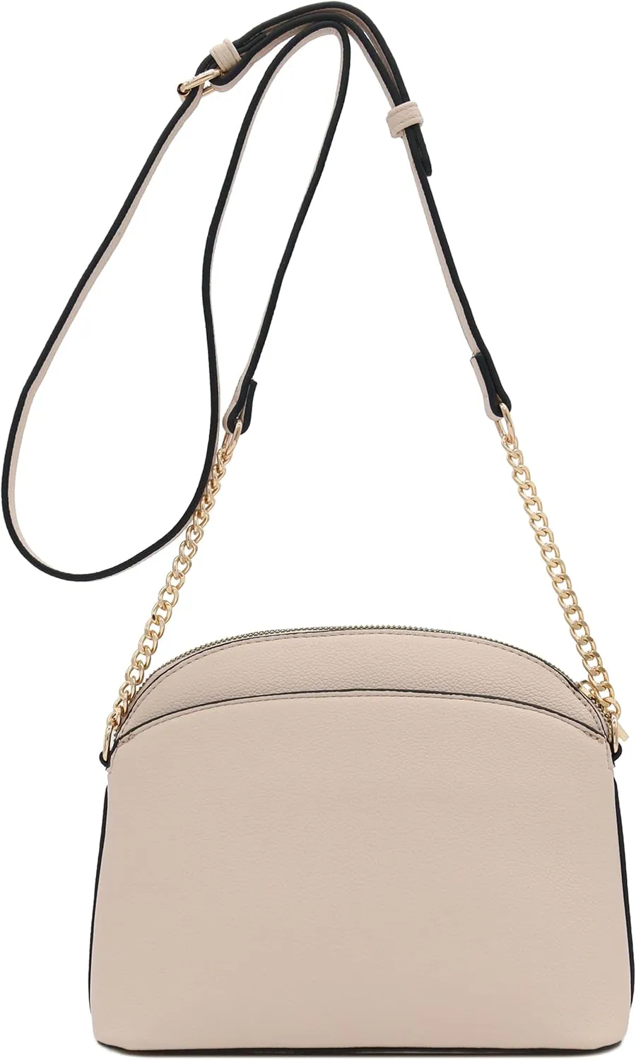 FashionPuzzle Faux Leather Small Dome Crossbody Bag with Chain Strap