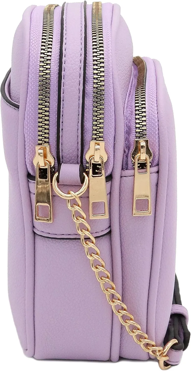 FashionPuzzle Multi Pocket PU Leather Casual Medium Crossbody Bag with Adjustable Strap