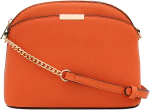 FashionPuzzle Saffiano Small Dome Crossbody bag with Chain Strap