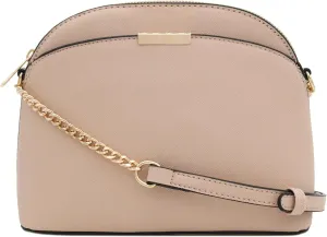 FashionPuzzle Saffiano Small Dome Crossbody bag with Chain Strap