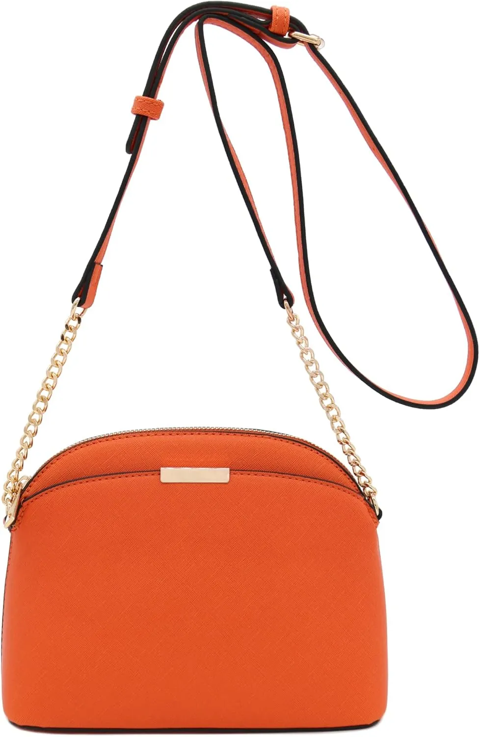 FashionPuzzle Saffiano Small Dome Crossbody bag with Chain Strap