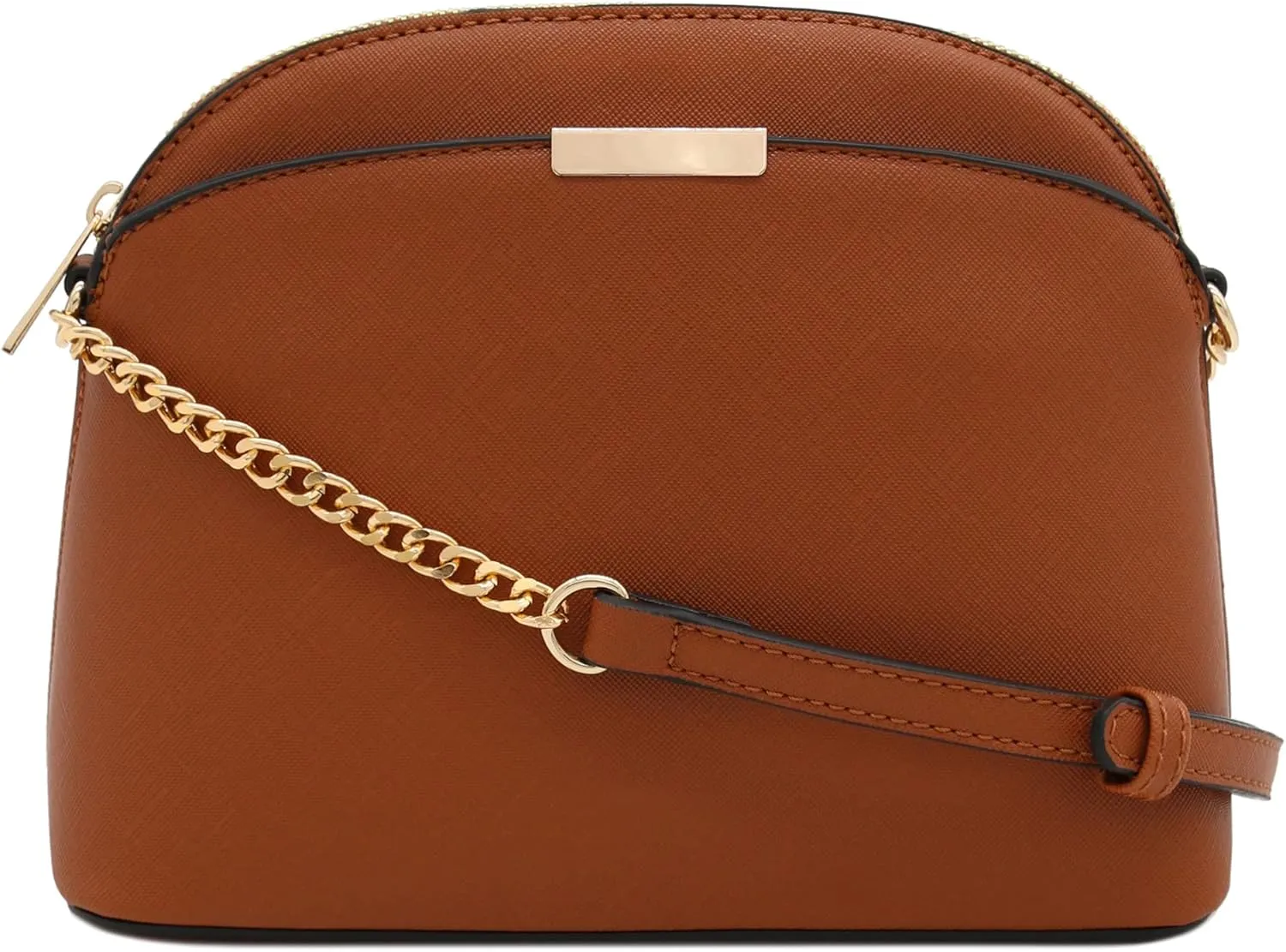 FashionPuzzle Saffiano Small Dome Crossbody bag with Chain Strap