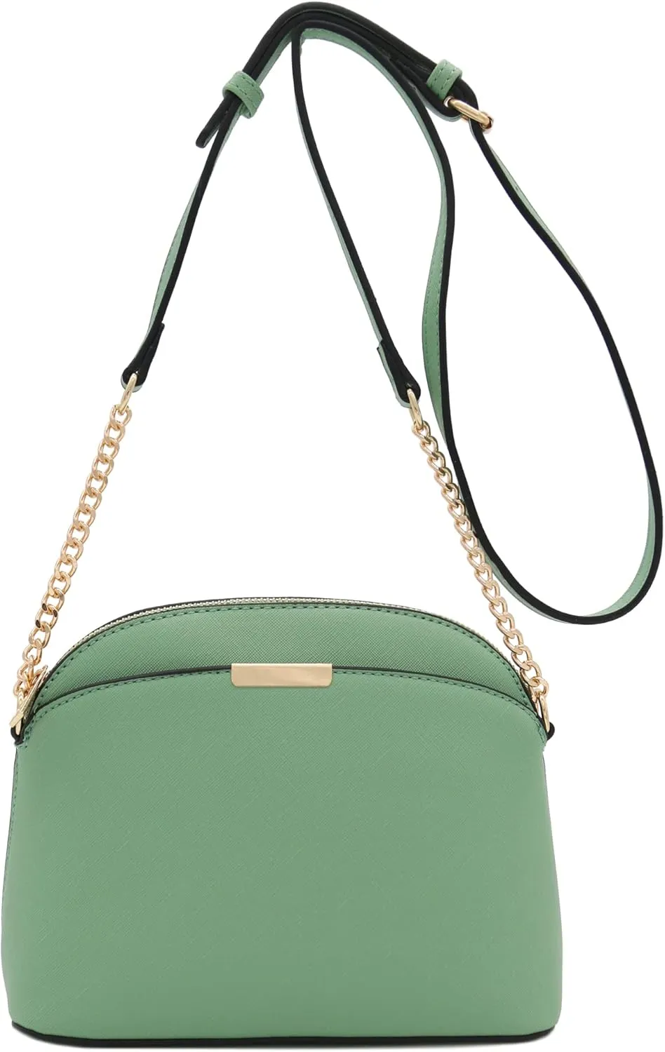 FashionPuzzle Saffiano Small Dome Crossbody bag with Chain Strap