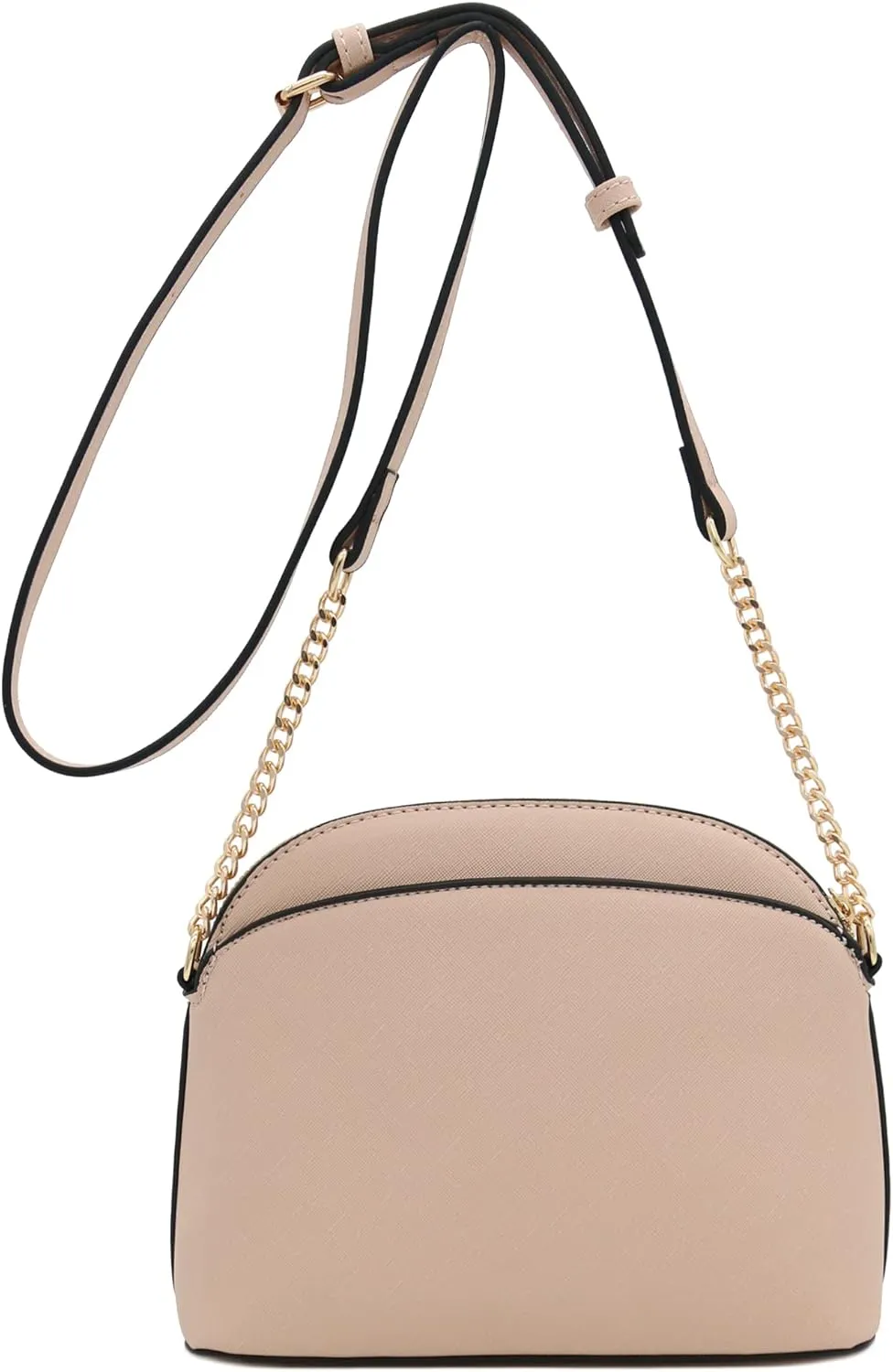 FashionPuzzle Saffiano Small Dome Crossbody bag with Chain Strap