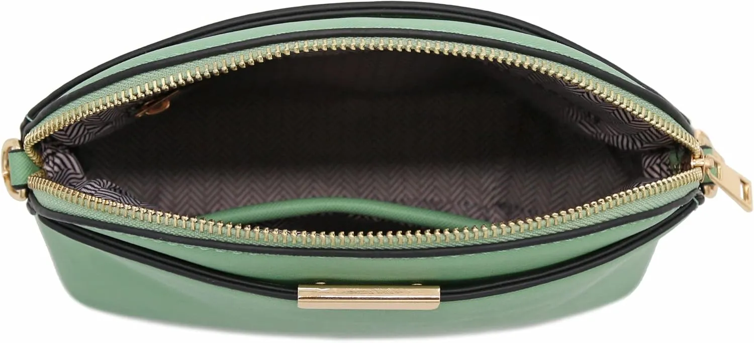 FashionPuzzle Saffiano Small Dome Crossbody bag with Chain Strap