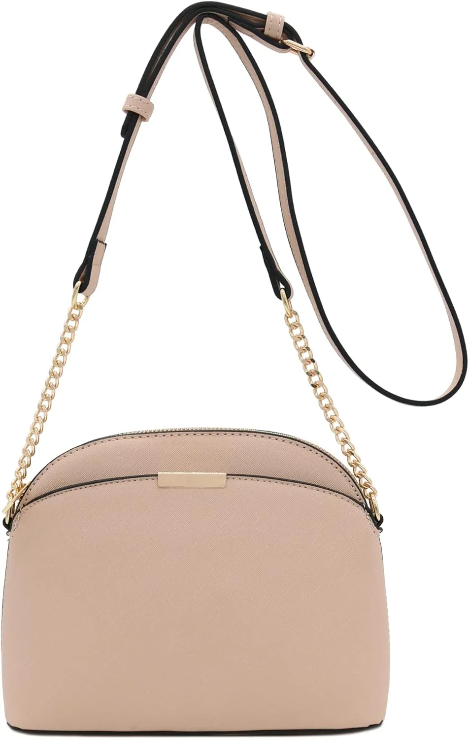 FashionPuzzle Saffiano Small Dome Crossbody bag with Chain Strap