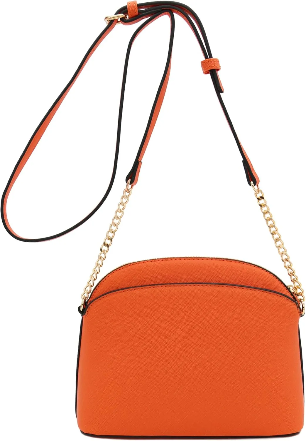 FashionPuzzle Saffiano Small Dome Crossbody bag with Chain Strap