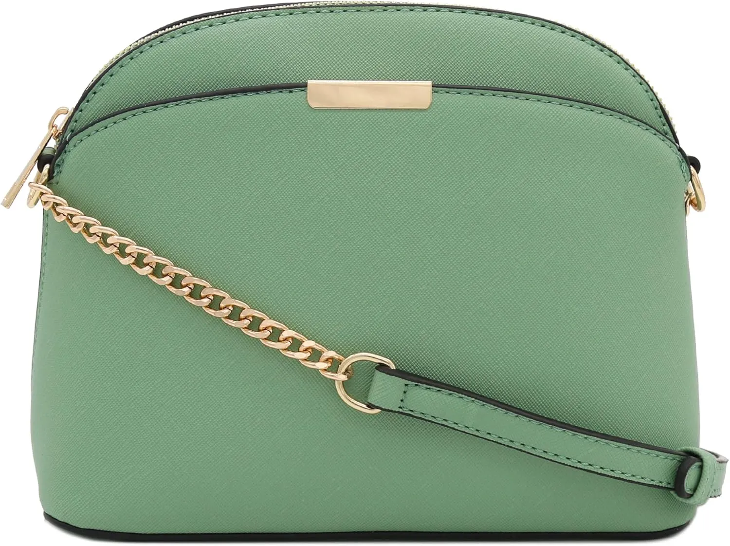 FashionPuzzle Saffiano Small Dome Crossbody bag with Chain Strap