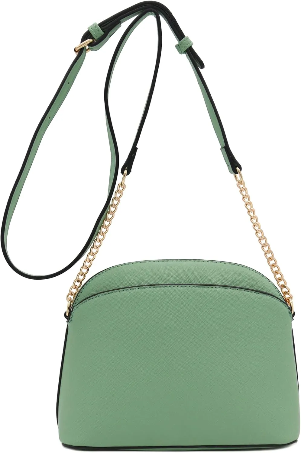 FashionPuzzle Saffiano Small Dome Crossbody bag with Chain Strap