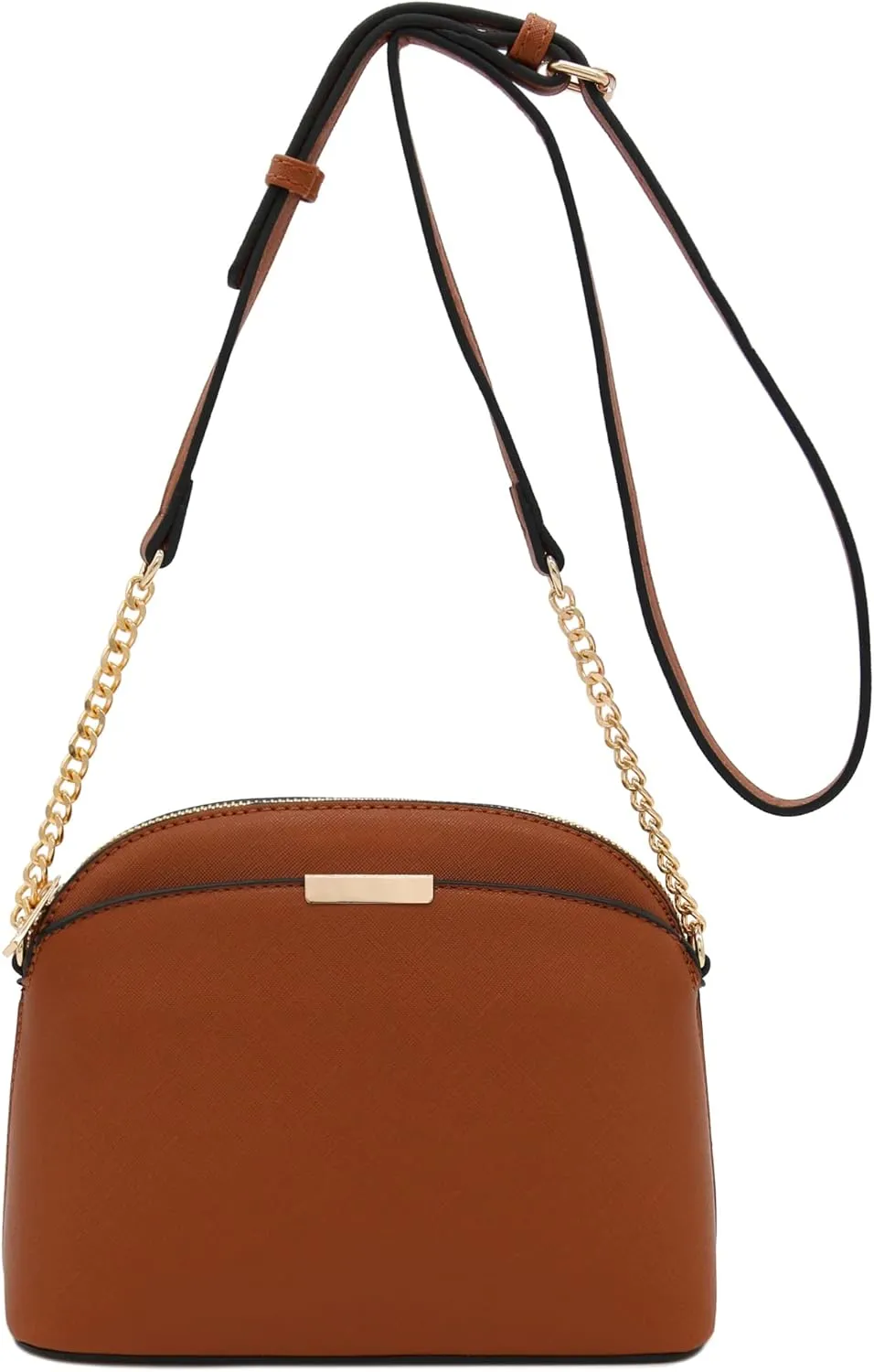 FashionPuzzle Saffiano Small Dome Crossbody bag with Chain Strap