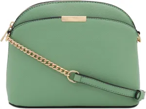 FashionPuzzle Saffiano Small Dome Crossbody bag with Chain Strap