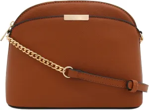 FashionPuzzle Saffiano Small Dome Crossbody bag with Chain Strap