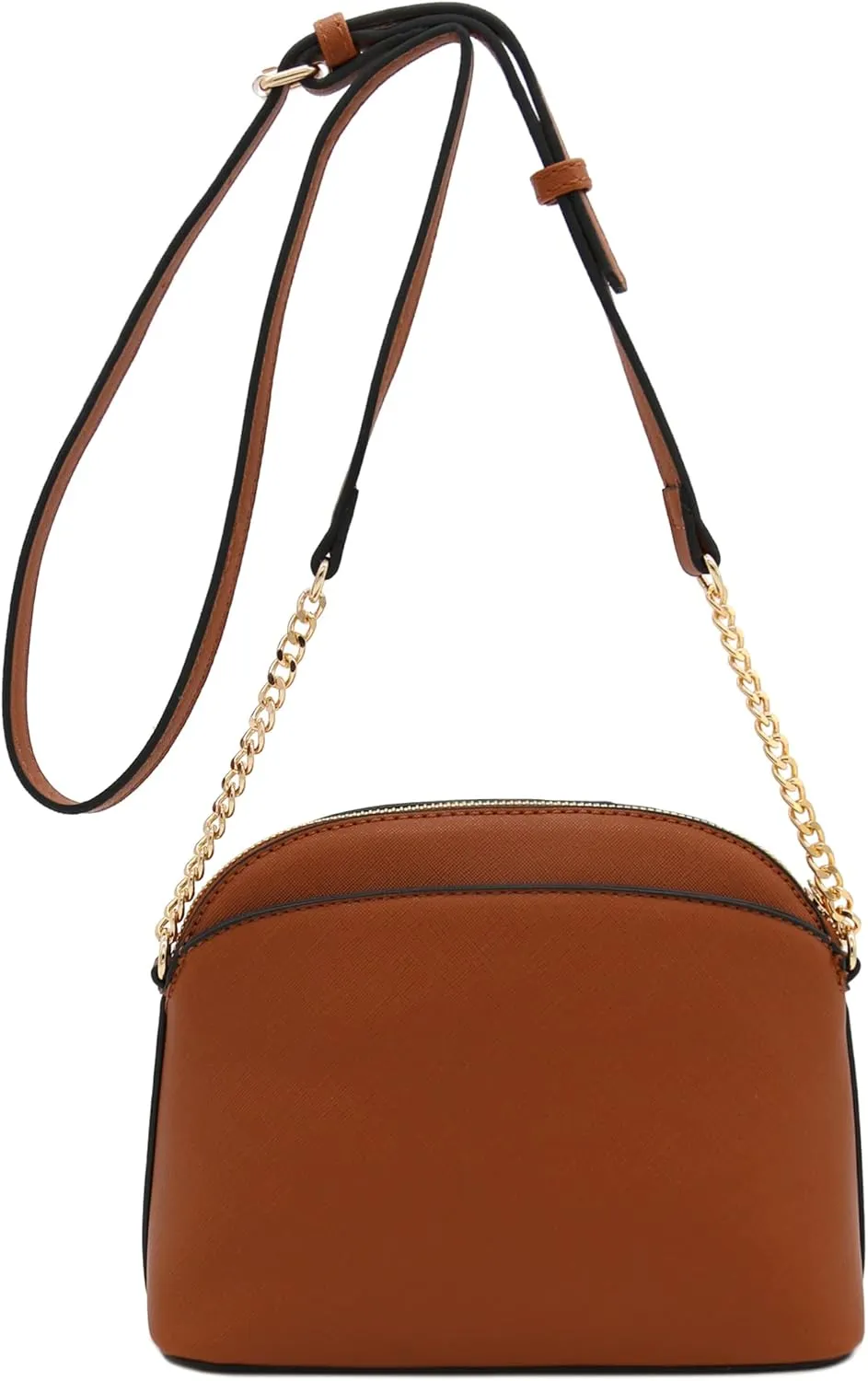 FashionPuzzle Saffiano Small Dome Crossbody bag with Chain Strap