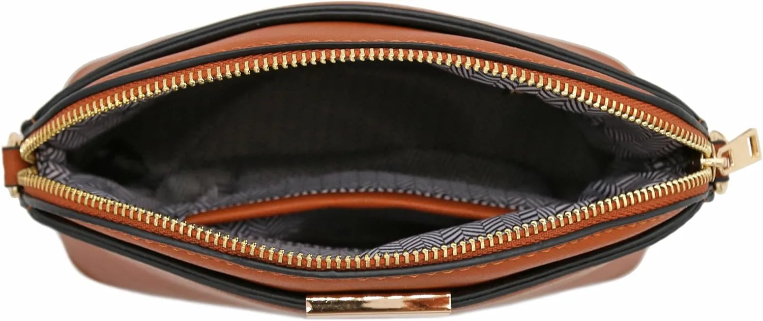 FashionPuzzle Saffiano Small Dome Crossbody bag with Chain Strap