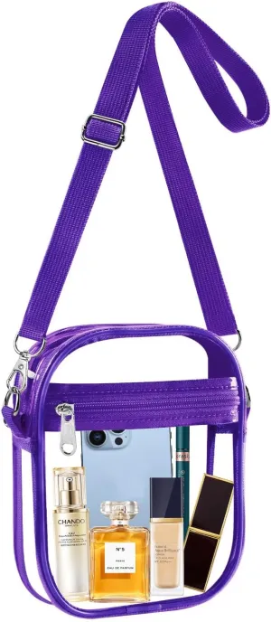Fibrdoo Clear Crossbody Purse Bag, Clear Bag Stadium Approved with Front Pocket for Concerts Sports Festivals
