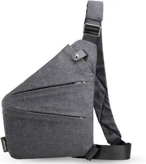 FlyHugz Anti-Theft Crossbody Sling Bag for Travel - Gray Canvas, Multi-Pocket Design for Men & Women, Water-Resistant