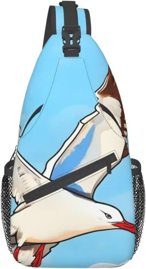 Flying Seagulls Crossbody Bag, *Men'S And Women'S Chest Crossbody Bag, Zipper Closure, Strap Length Adjustable