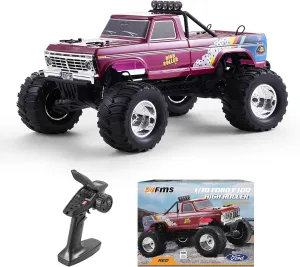 FMS 1/10 Ford F-100 RC Monster Truck, RC Crawler RTR 2WD Off-Road Truck with Wheelie Bar, High-Torque Motor, Hobby Grade Remote Control Car for Adults, High Roller