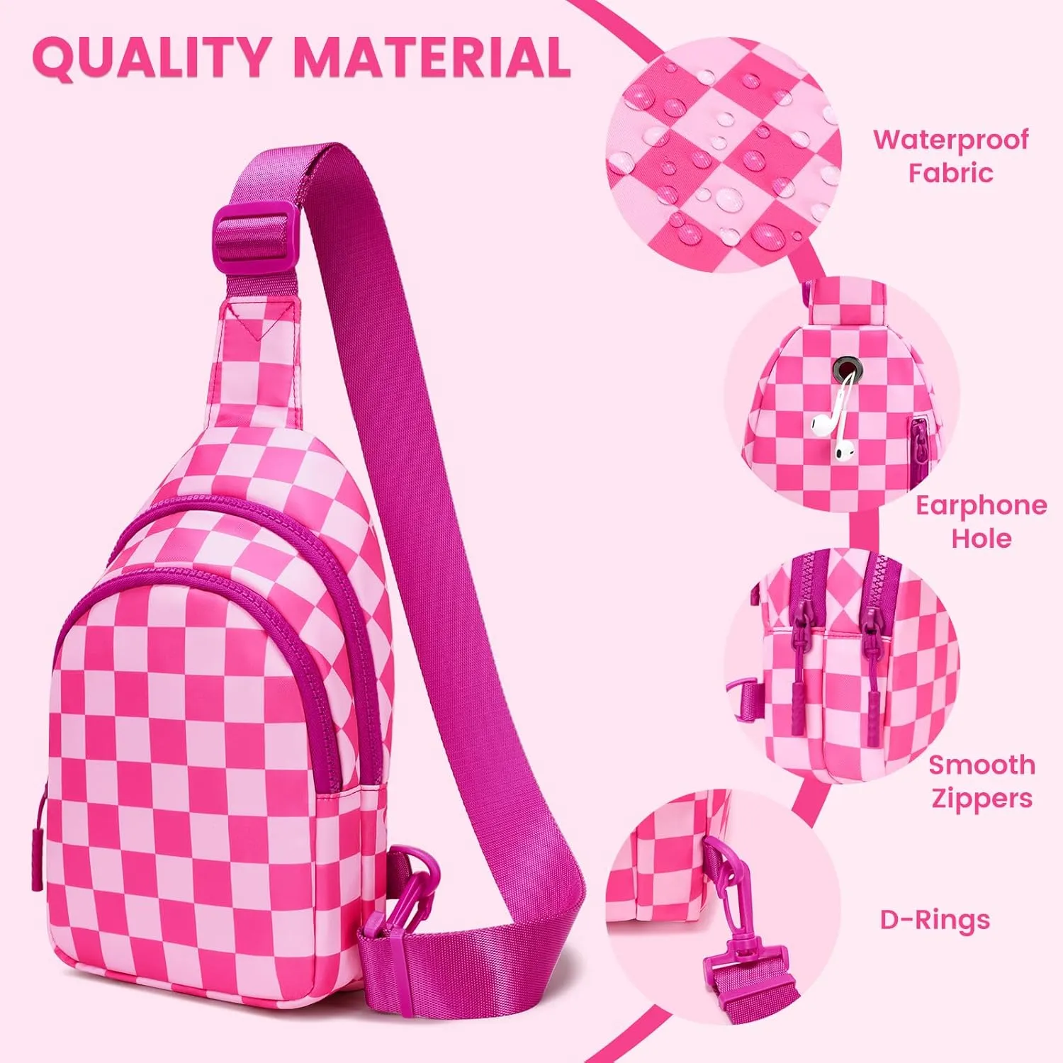 FODOKO Sling Crossbody Bag Main Compartment, Zippered Front Pockets, Adjustable Shoulder Strap, WaterResistant Lightweight