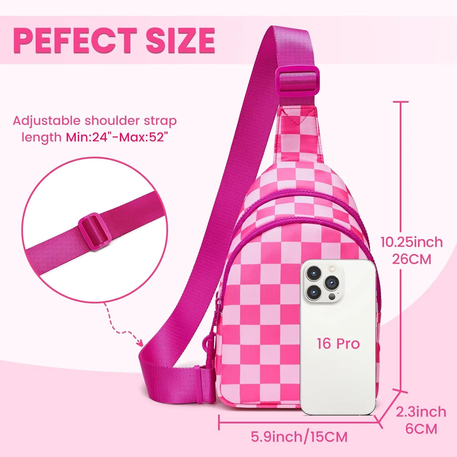 FODOKO Sling Crossbody Bag Main Compartment, Zippered Front Pockets, Adjustable Shoulder Strap, WaterResistant Lightweight