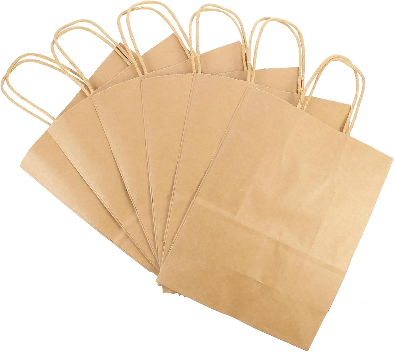FOMIYES 50pcs Craft Paper Bags Handles Paper Shopping Bags Food Packaging for Snacks Toys