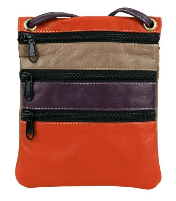 Franco Bonini Womens 3 Front Zip Sling Crossbody Bag